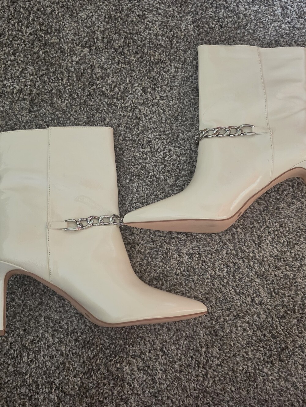 Chinese Laundry Womans Elisha Patent Cream Stiletto Heel Boots